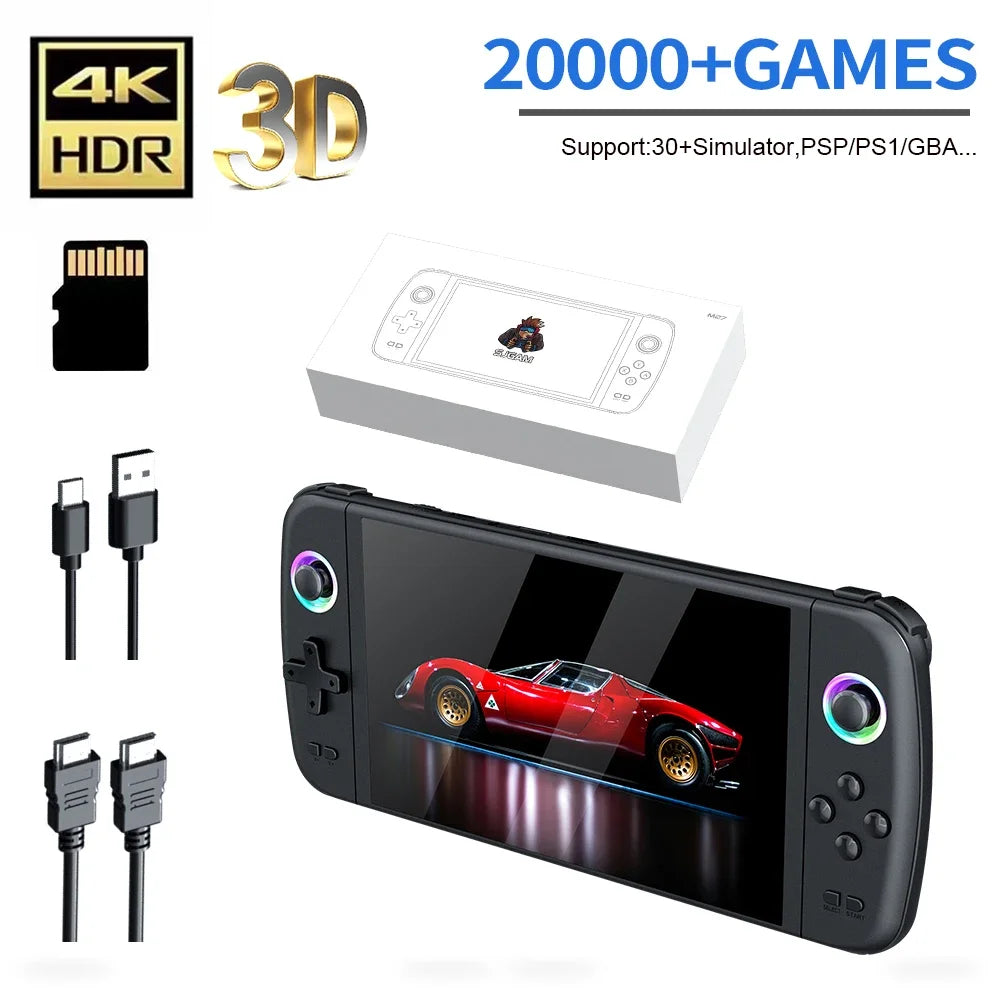 NEW M27 Portable Handheld Console - 7" IPS 1024x600 Linux Retro Gaming w/HDMI for Boys Gamer Gift & Plug & Play