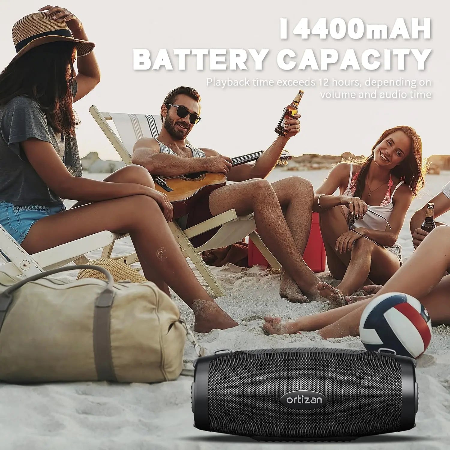 Ortizan Portable Loud Bluetooth Speaker Wireless 100W PEAK 80W RMS IPX7 Waterproof Outdoor Speaker Boombox Subwoofer for Party