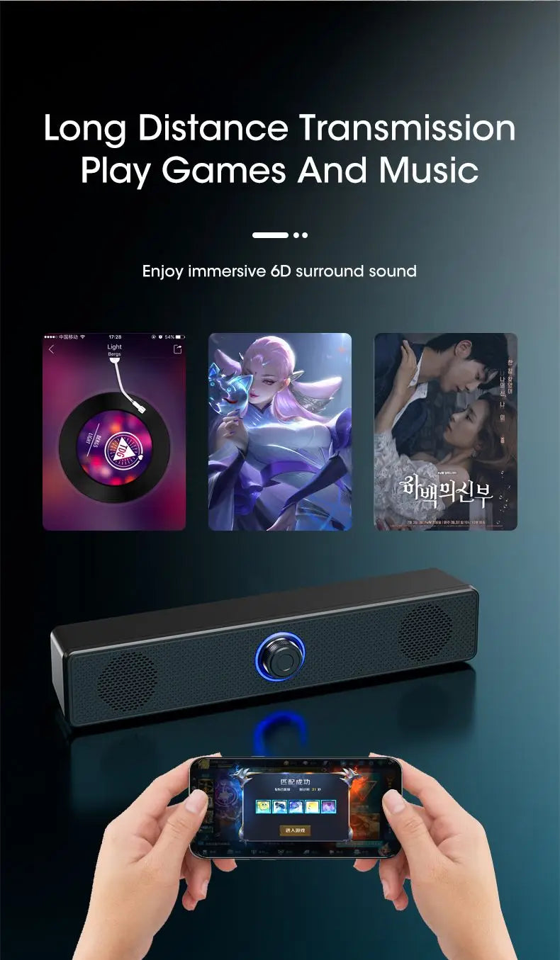 Bluetooth Computer Speakers – Wired Surround Soundbar with Stereo Subwoofer for Desktop, Laptop & Mini Home Theater System